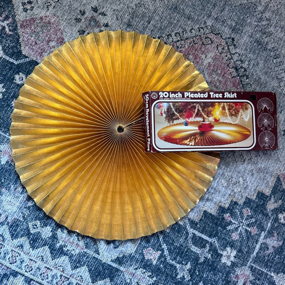 1950s Danish Gold Pleated Tree Skirt
